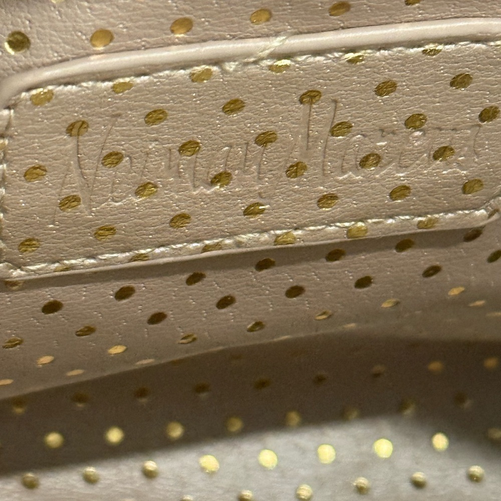 Neiman Marcus Cream Leather with Gold Dots bag